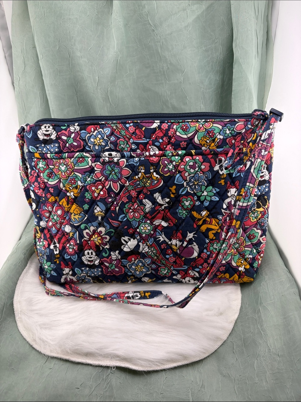 Vera Bradley Disney Mickey & Friends Playful Navy Floral Paisley Quilted Bag - Picture 5 of 16